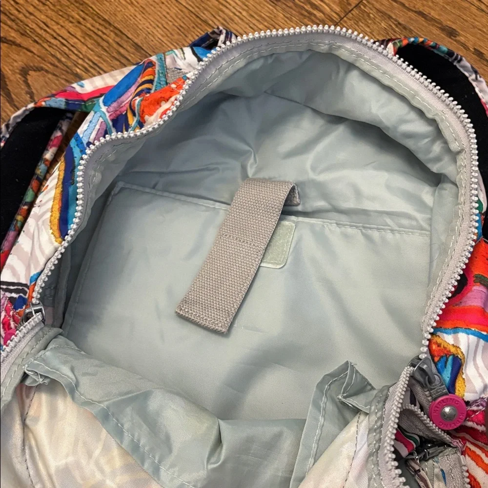 Kipling Multicolor Abstract Pattern Backpack with Pink Logo - Picture 2 of 7